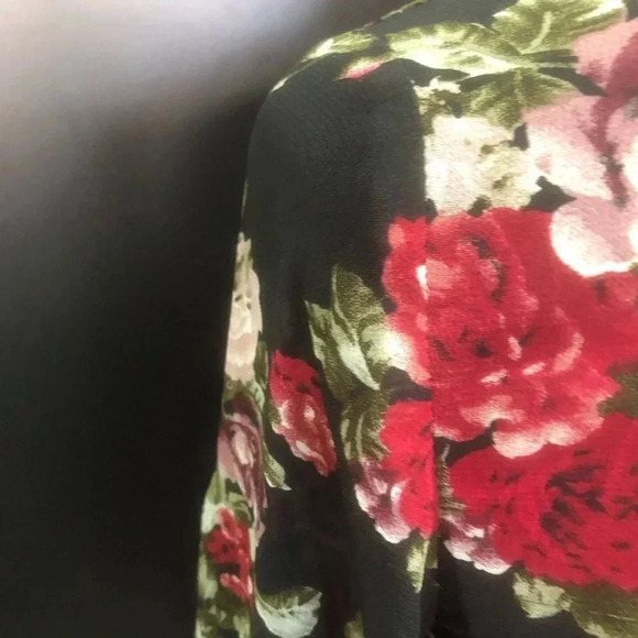 Re-Named Long Sleeve,Floral V-neck, lightweight,sheer, lined upper - Picture 7 of 15